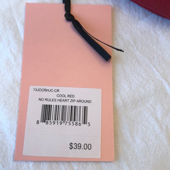 Juicy Couture Cool Red No Rules Heart Zip Around Wristlet JC Logo NWT - Picture 5 of 16